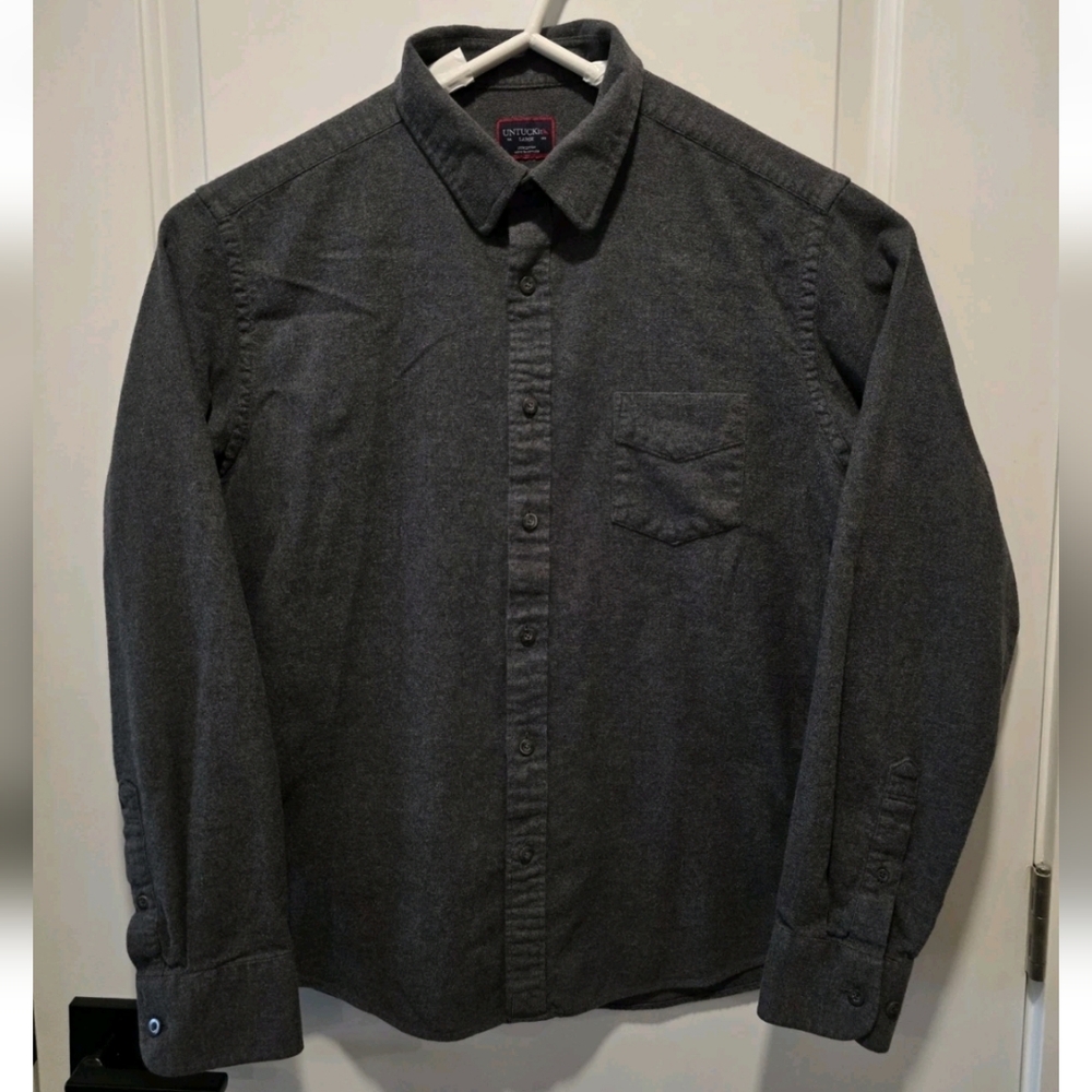 UNTUCKit Mens Size Large Flannel Shirt Long Sleeve Button Up Gray
